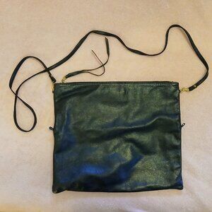 Convertible Black Leather Tote-Clutch